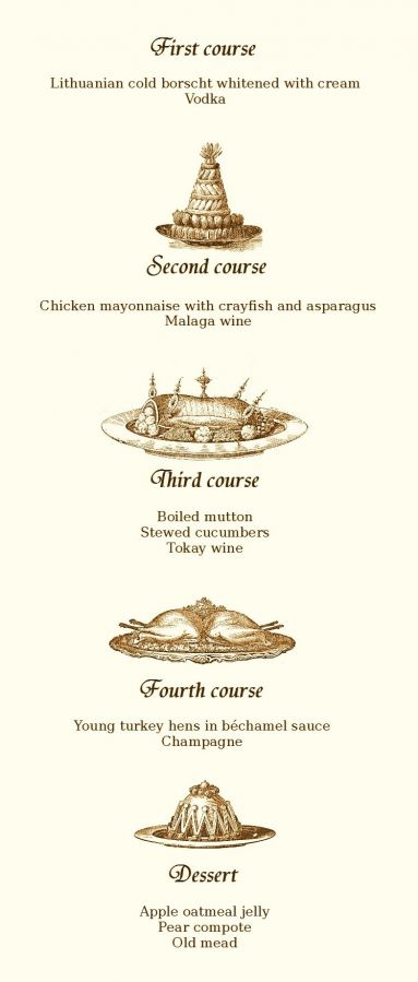 Menu of a Soplica-style dinner